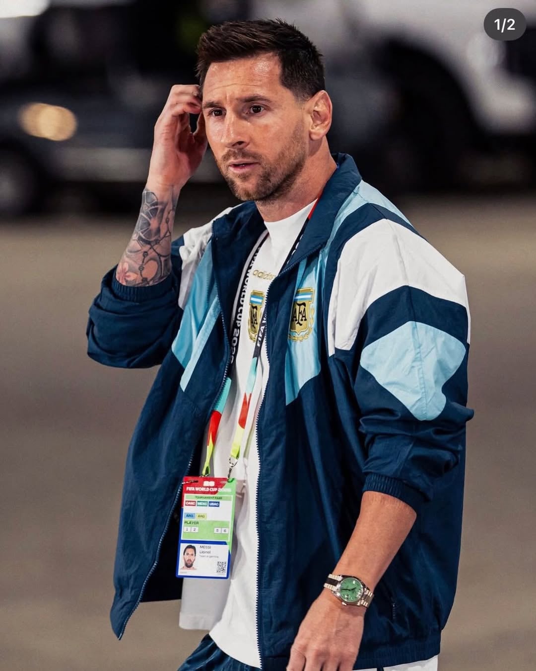 Para cerrar el posteo, Roccuzzo eligió una foto de Leo en el Mundial 2026 (Foto: Instagram @antonelaroccuzzo)