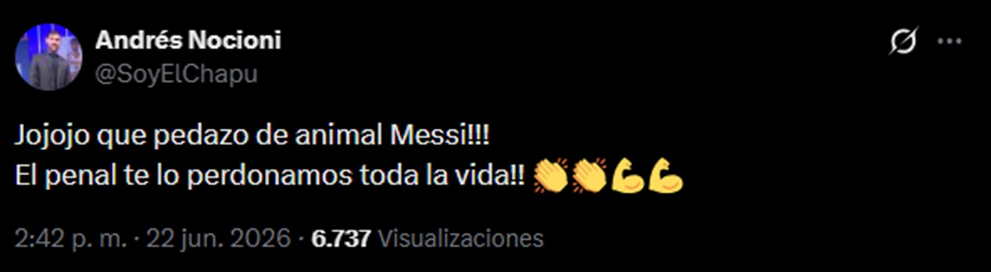 Chapu Nocioni no pudo ocultar su fanatismo por Messi
