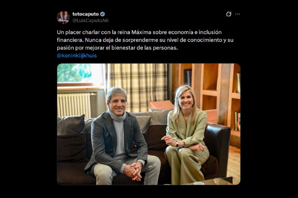 El posteo del ministro de Economía, Luis Caputo, junto a la reina Máxima de Países Bajos