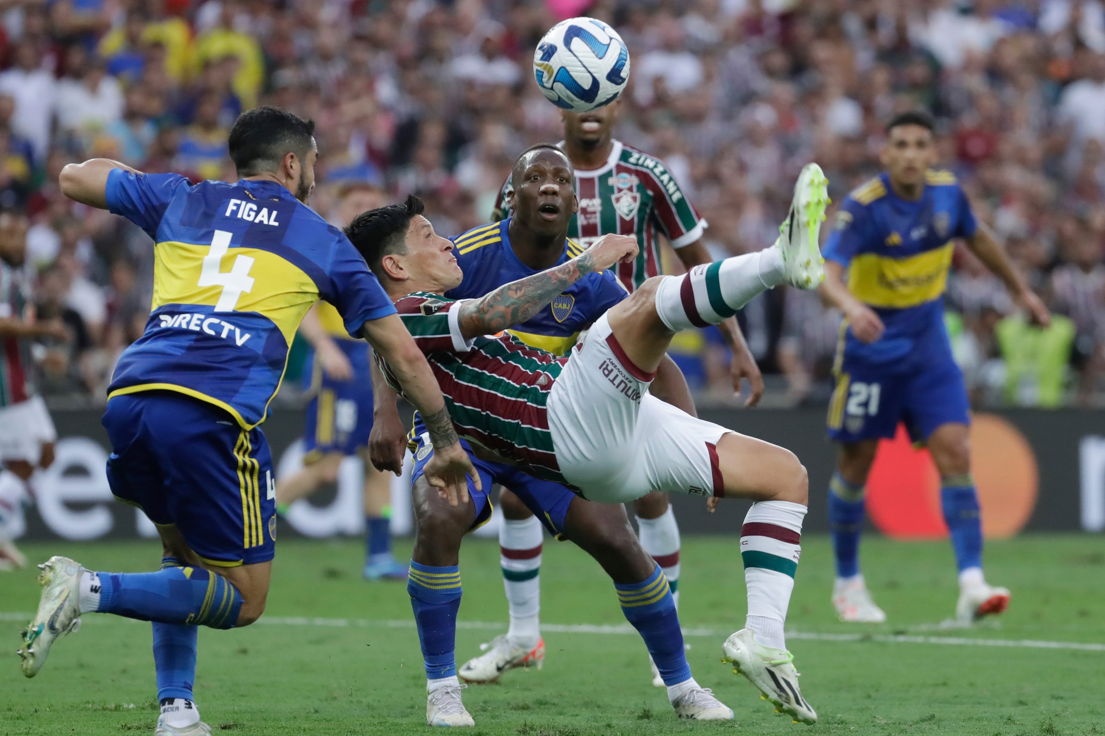 Una escena de Boca-Fluminense, la última final de la Libertadores que tuvo a un equipo argentino