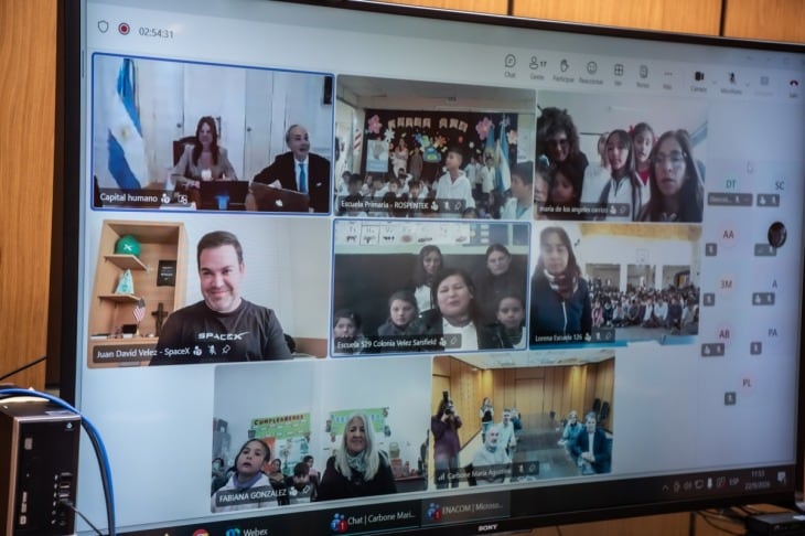 La videollamada que reunió cinco escuelas del país