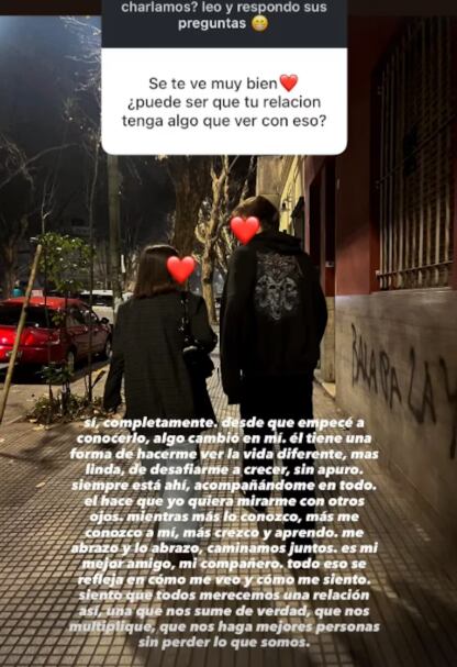 La romántica reflexión que hizo Muna en sus historias de Instagram