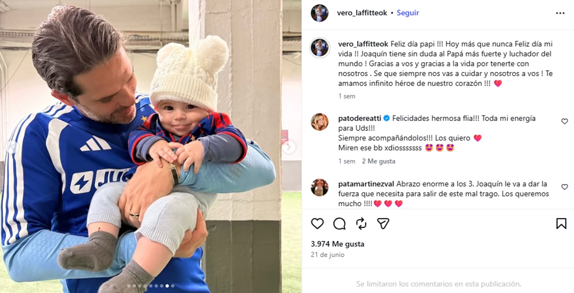 El cariño posteo por el día del padre apenas horas después del infarto de Gago