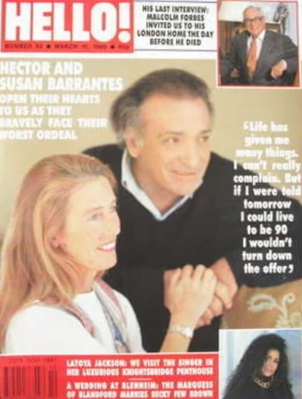 La historia de amor de Héctor y Susan Barrantes hizo eco en todo el mundo. Fue tapa de la revista Hola y su versión británica, la revista Hello, lanzó una versión más larga que entregó en distintos episodios.