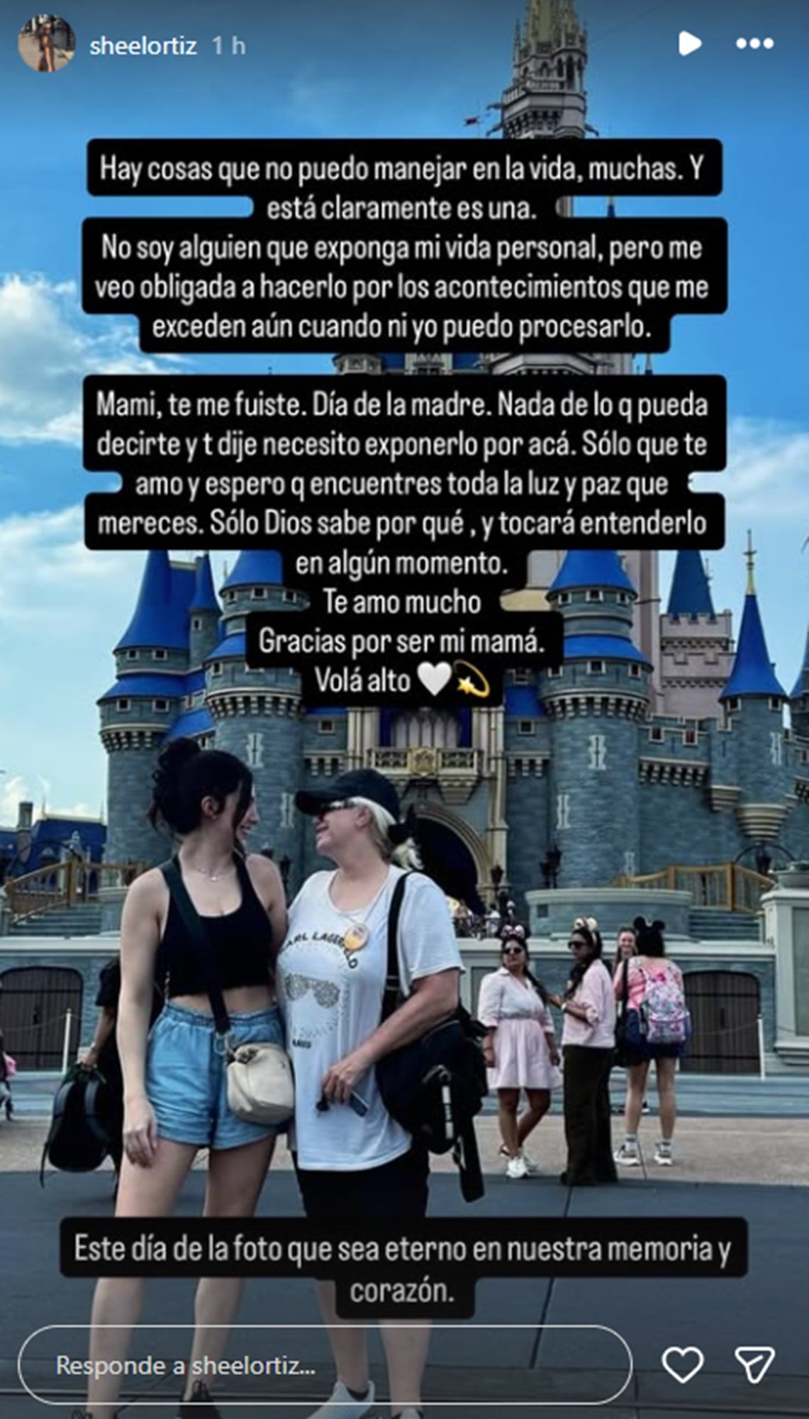 Shelsian confirmó la muerte de su madre Marcela Ortiz y le dedicó una carta
