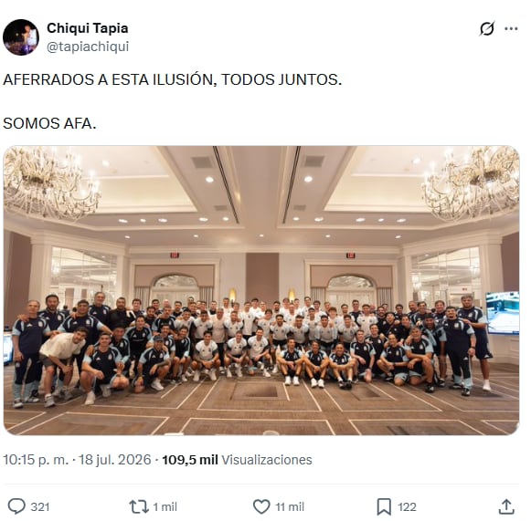 El posteo de Tapia