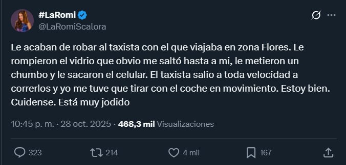 El posteo de Romi en X