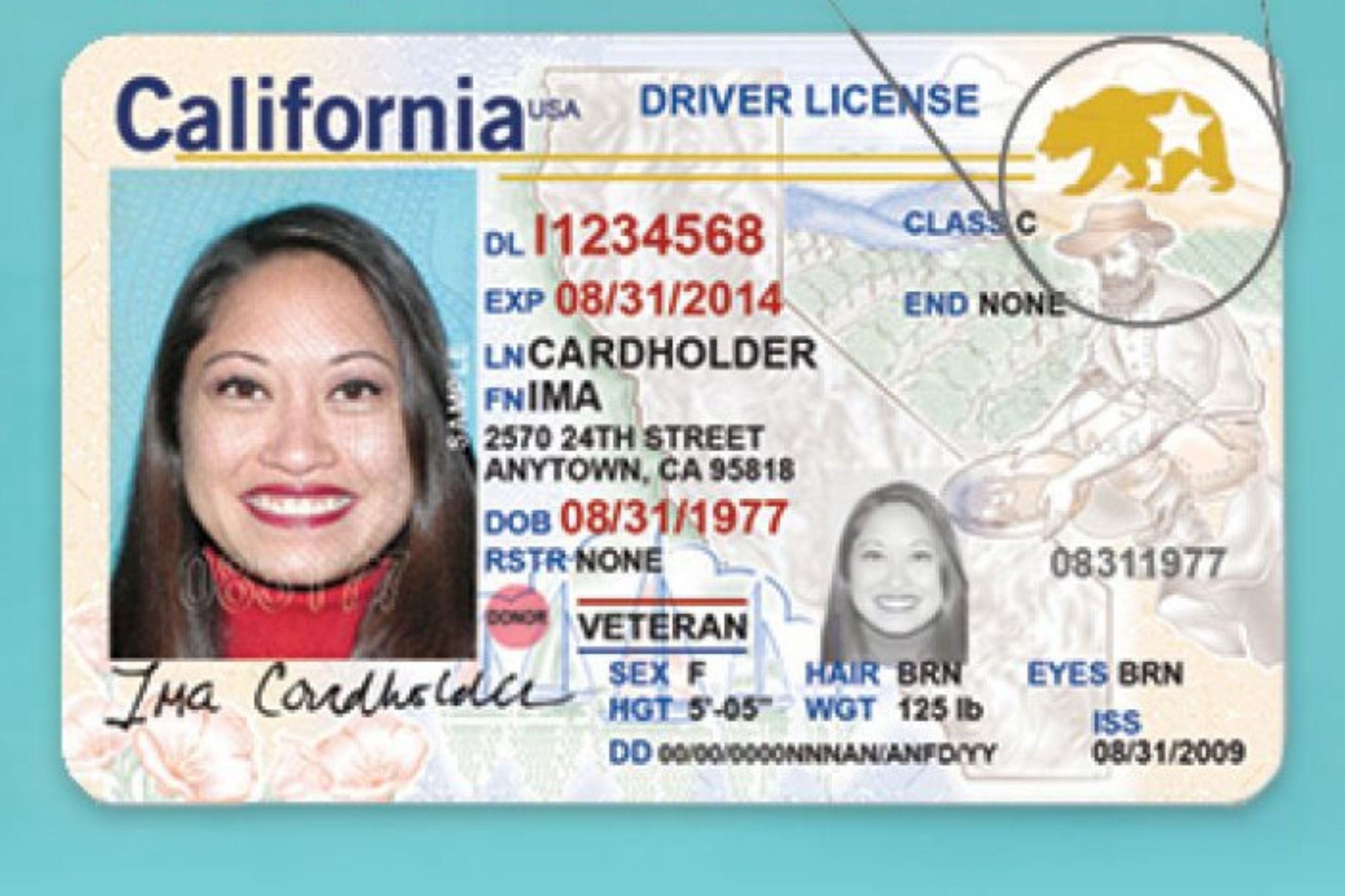 La Real ID en California presenta un oso y una estrella