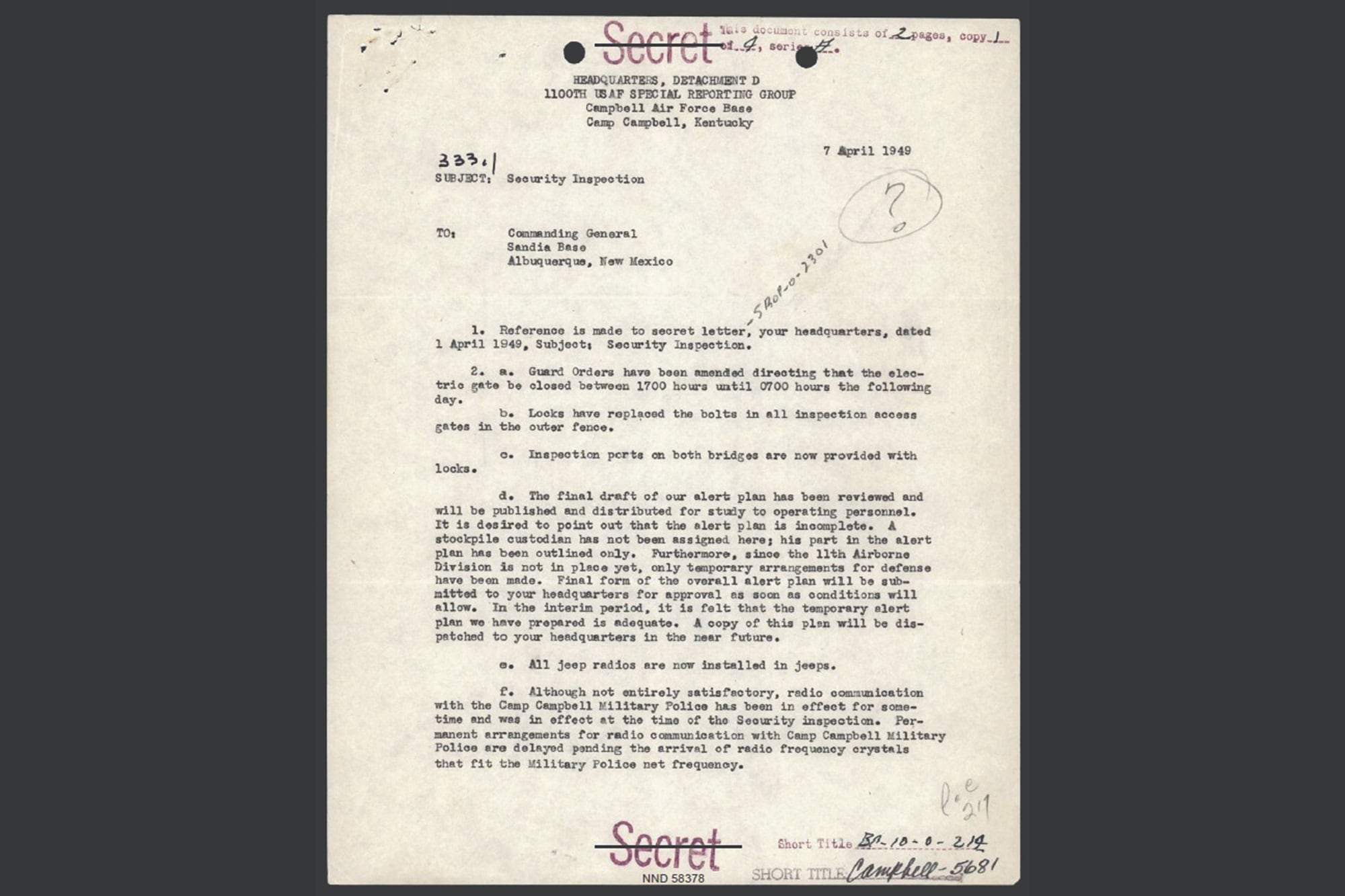 El archivo contiene 116 páginas de documentación relativas a una serie de avistamientos e investigaciones entre 1948 y 1950