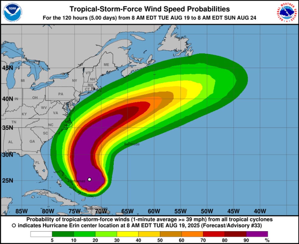 Los vientos máximos podrían alcanzar los 105 mph (165 km/h)