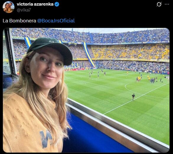 Victoria Azarenka estuvo presente en el partido de Boca y Argentinos Juniors