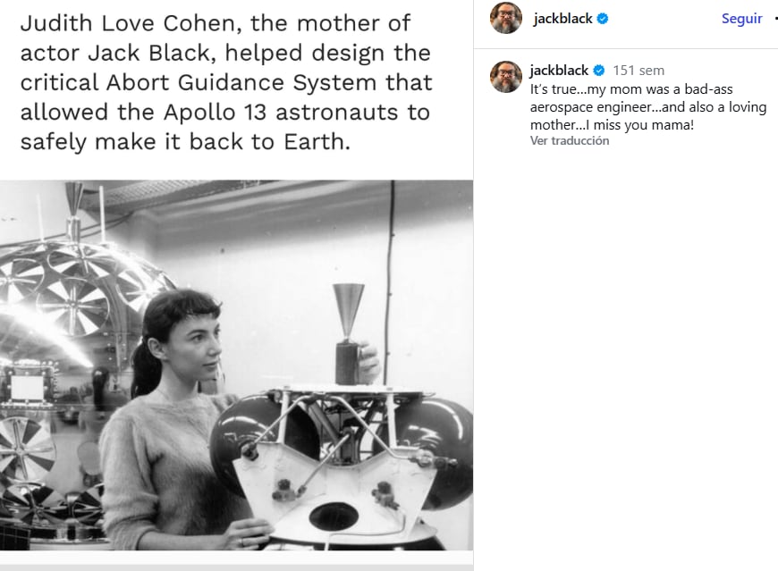 Jack Black y un posteo en honor a su mamá (Foto: Instagram/@jackblack)