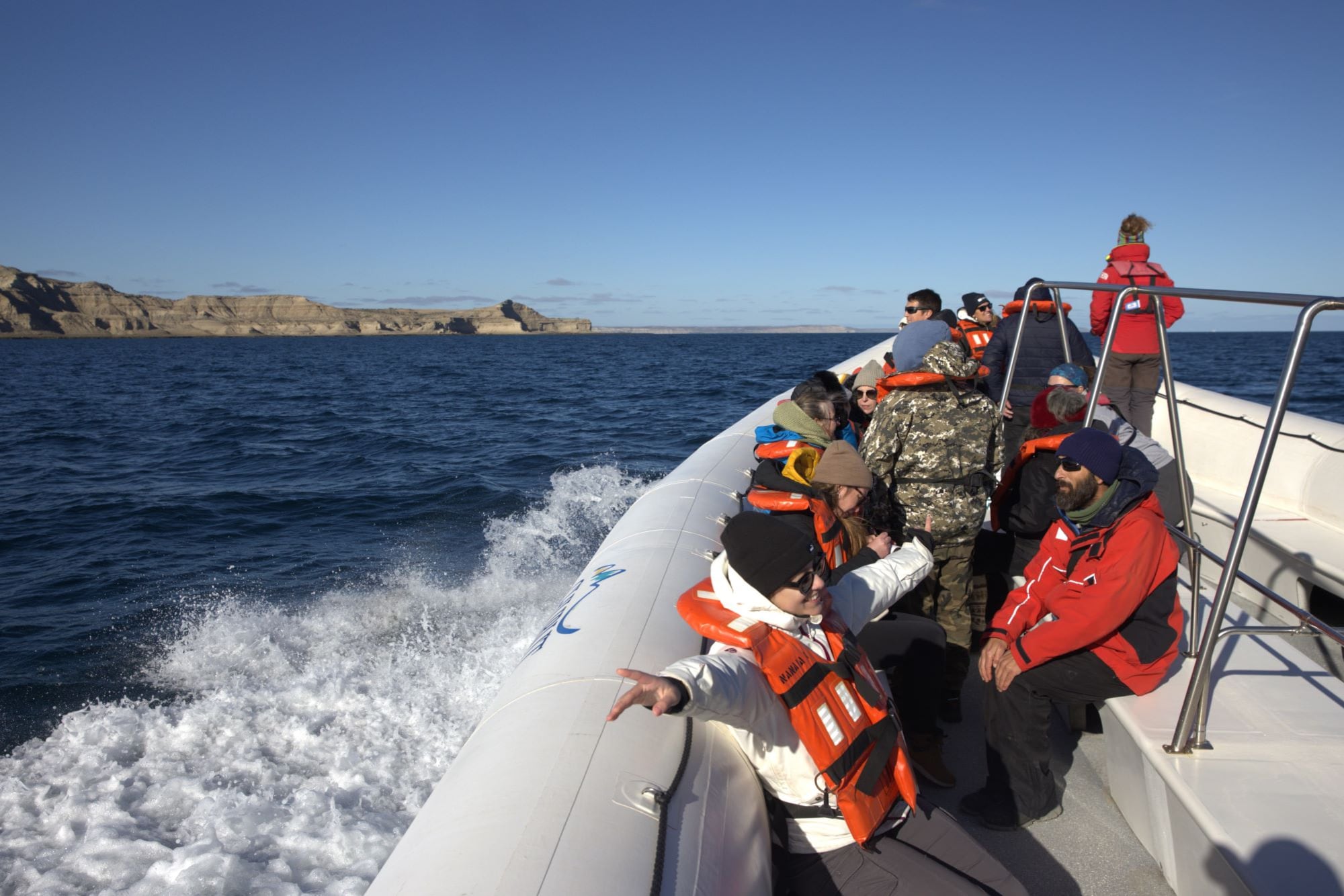 En Puerto Pirámides los avistajes se pueden hacer embarcados.