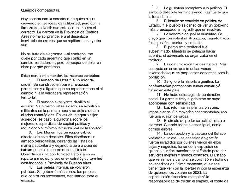 El posteo de Marcela Pagano en X