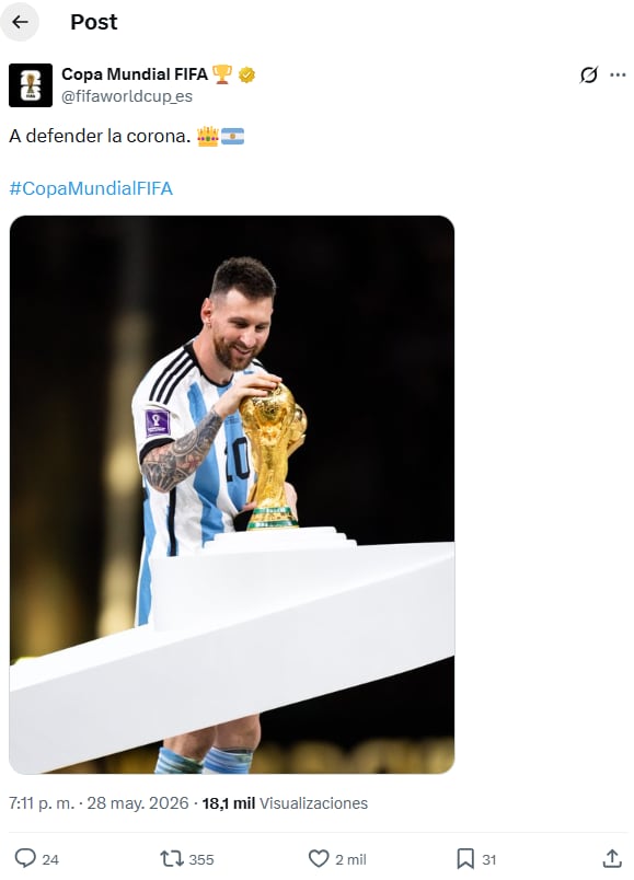 El posteo de la FIFA tras la difusión de la lista de los convocados de la selección argentina