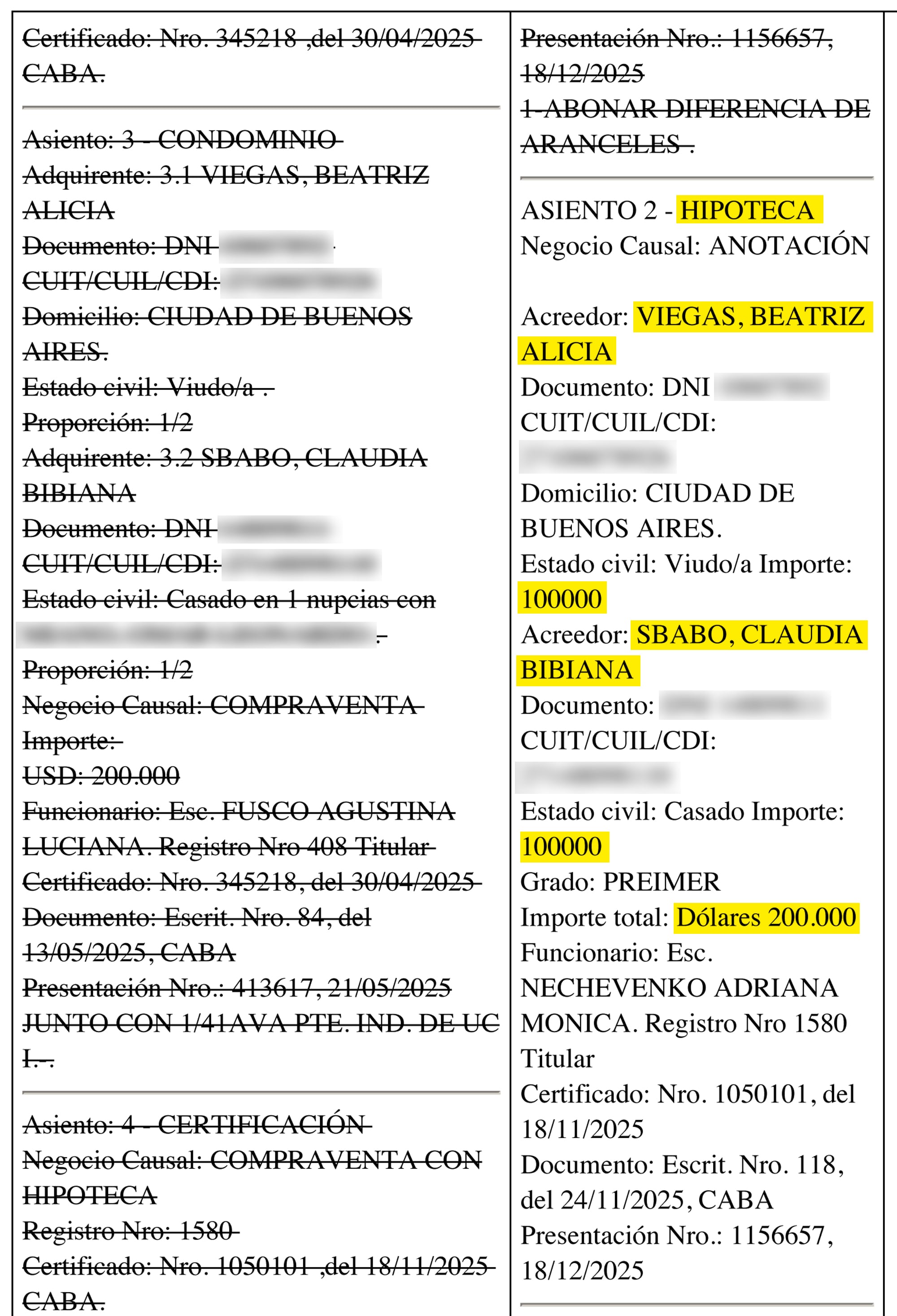 Informe de dominio sobre la propiedad que compró Adorni en la calle Miró