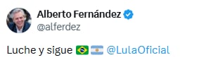 Alberto Fernández celebró la victoria de Lula con un guiño a la histórica consigna peronista “Luche y vuelve”