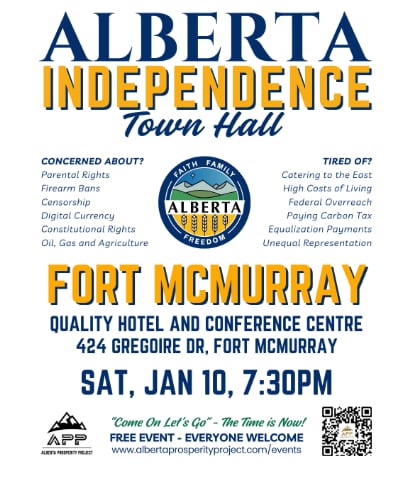 Un panfleto de convocatoria a una reunión independentista en Alberta