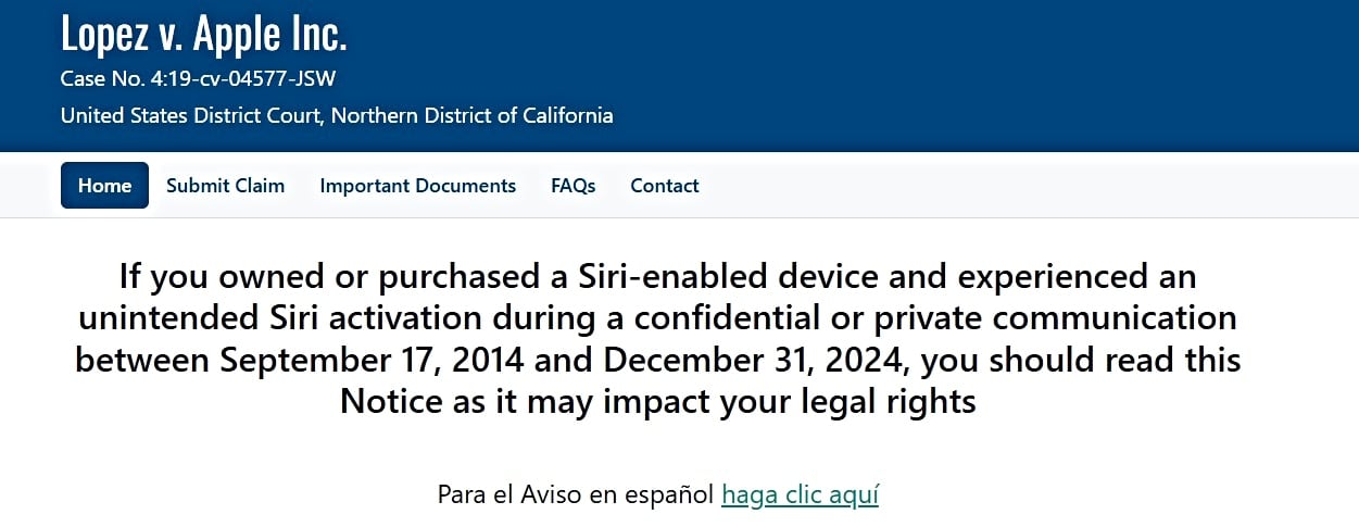 El sitio oficial para reclamaciones tiene una versión en español