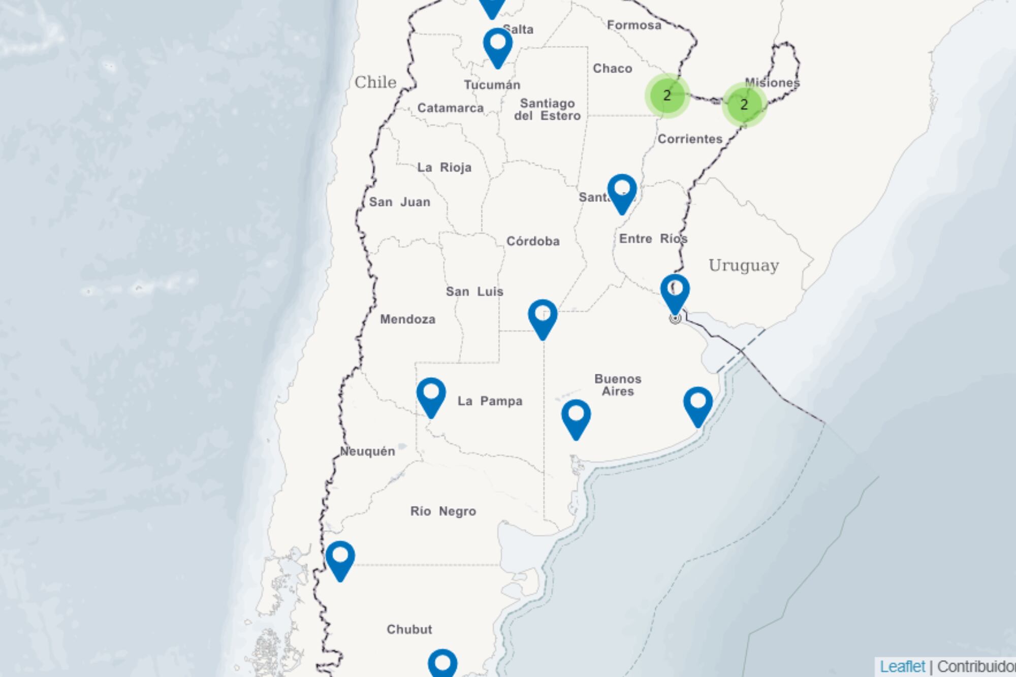 Los puntos en donde el Senasa tiene laboratorios y campos experimentales