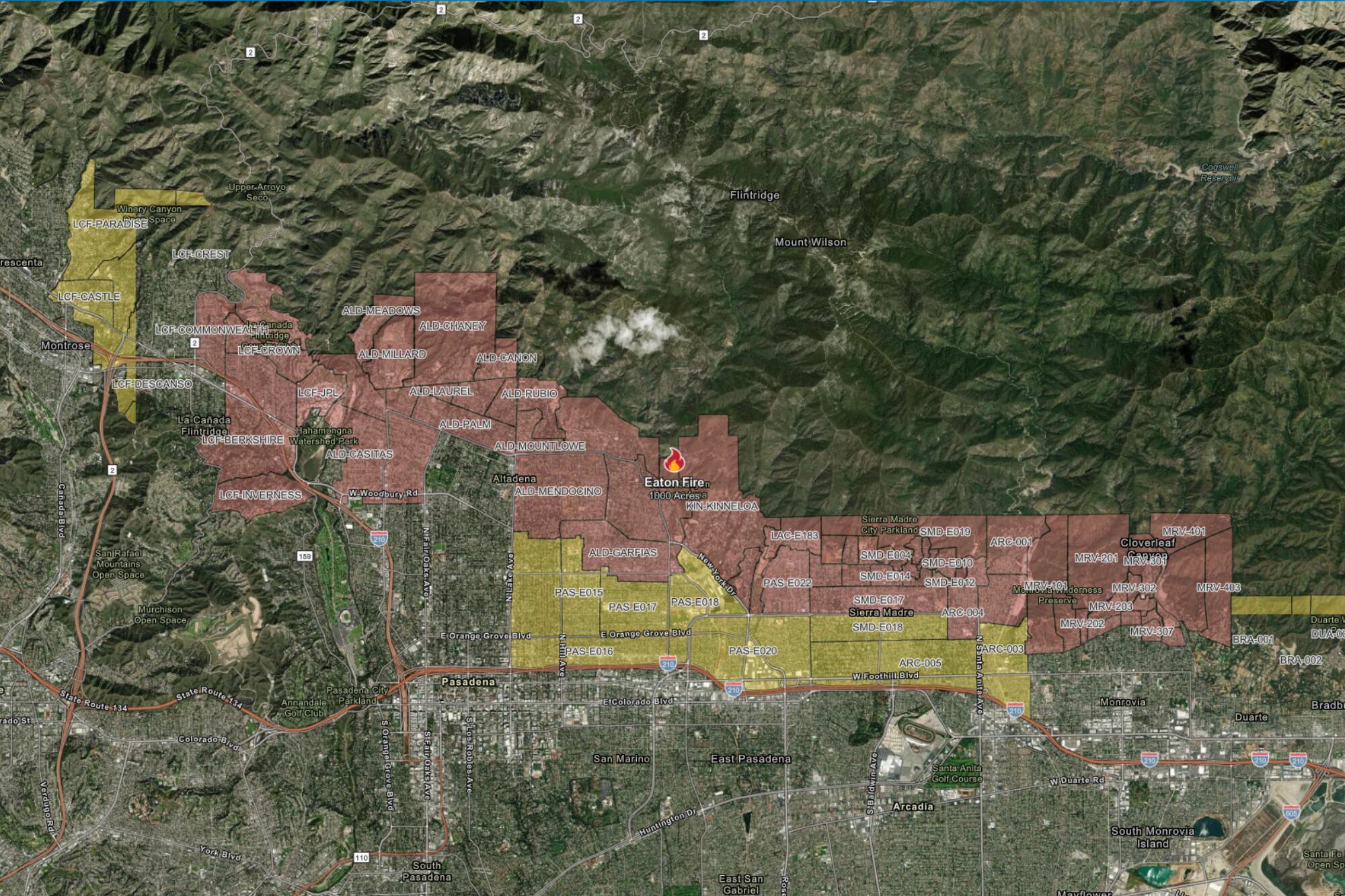 Eaton Fire consumió 405 hectáreas y provocó el cierre de todas las escuelas en Pasadena