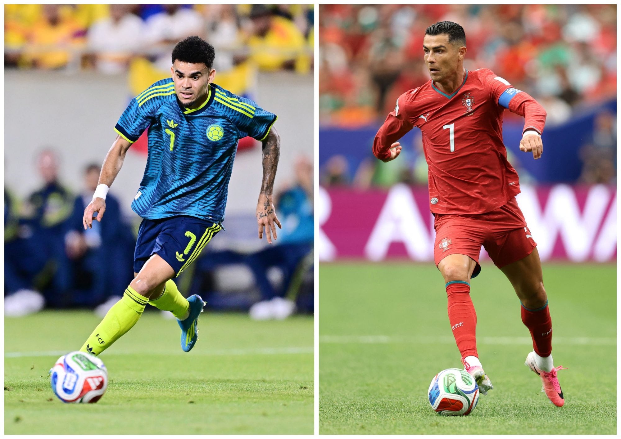 Luis Díaz y Cristiano Ronaldo, figuras de un muy atractivo, y decisivo, Colombia vs. Portugal por la Copa del Mundo.
