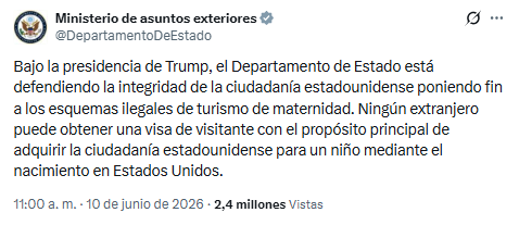 El comunicado del DOS ocurre en medio del litigio Trump v. Barbara, que se centra en la Orden Ejecutiva 14.160