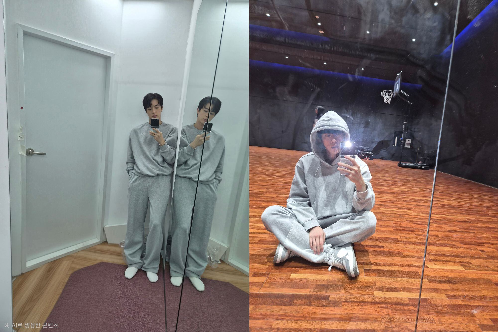 Jin en las salas de ensayo de HYBE.