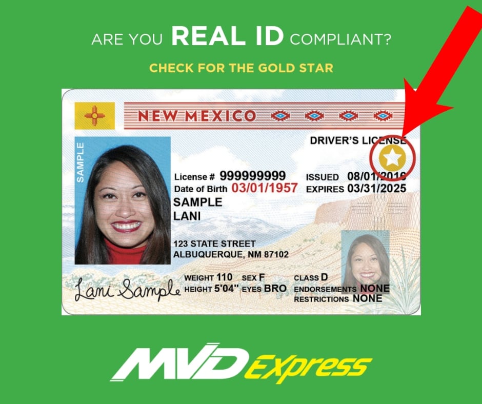 Las licencias de conducir y tarjetas de identificación que tengan una estrella dorada cumplen con la Real ID