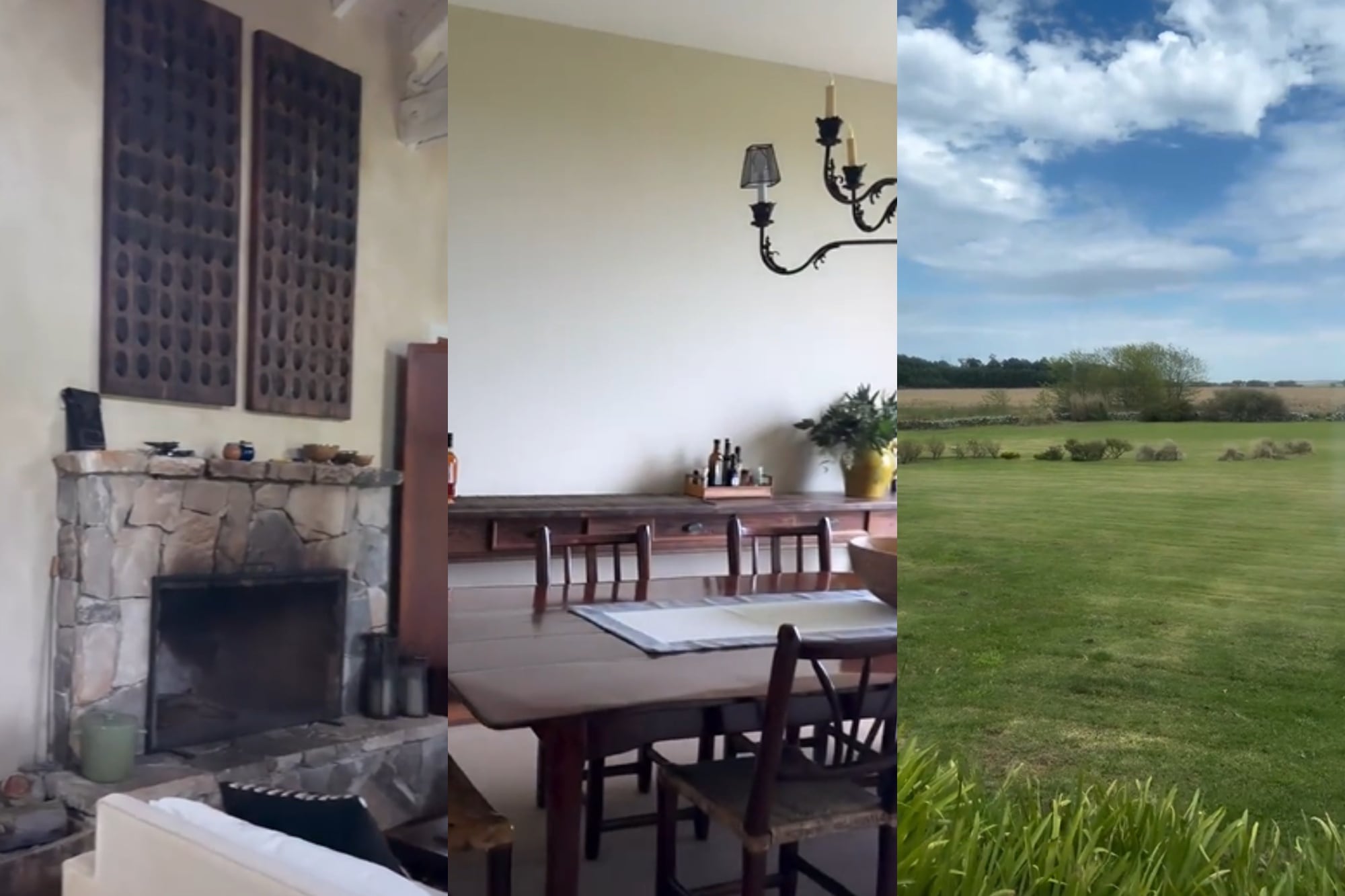 La casa cuenta con un living comedor donde predomina la madera y un amplio espacio verde (Foto: Captura de video)