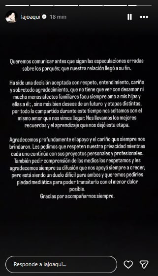 La Joaqui confirmó su separación de Luck Ra (Foto: Instagram)