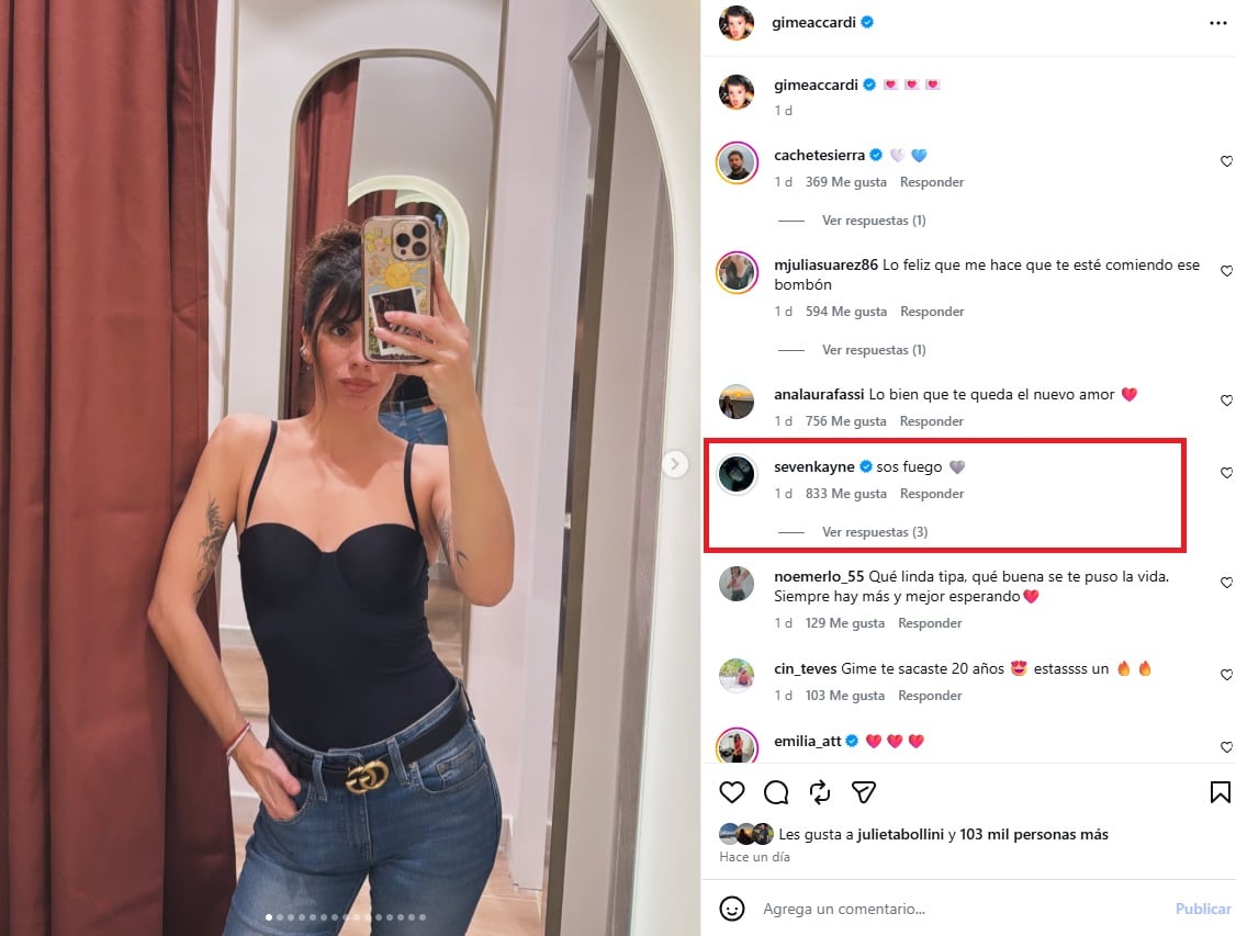 El comentario romántico de Seven Kayne a Gime Accardi