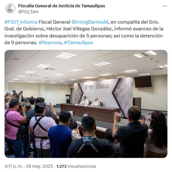 El anuncio de la FGJ en redes sociales acerca de la conferencia relacionada a Grupo Fugitivo