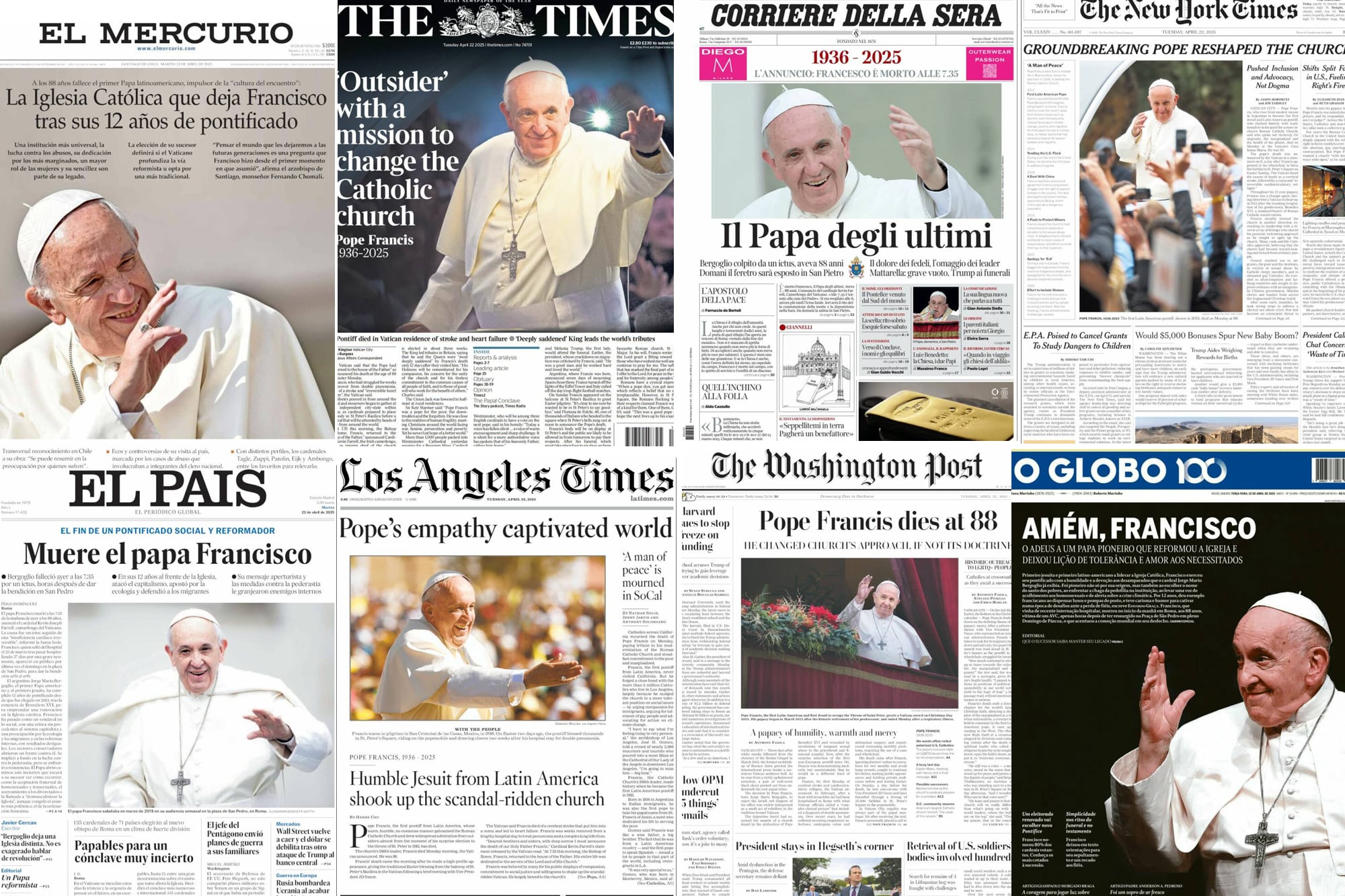La muerte del Papa Francisco en la tapa de los diarios del mundo