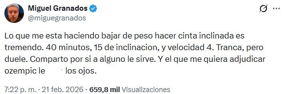 Migue Granados habló abiertamente sobre su tratamiento para bajar de peso