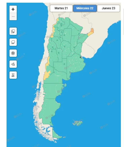 Las regiones afectadas climáticamente, según el SMN