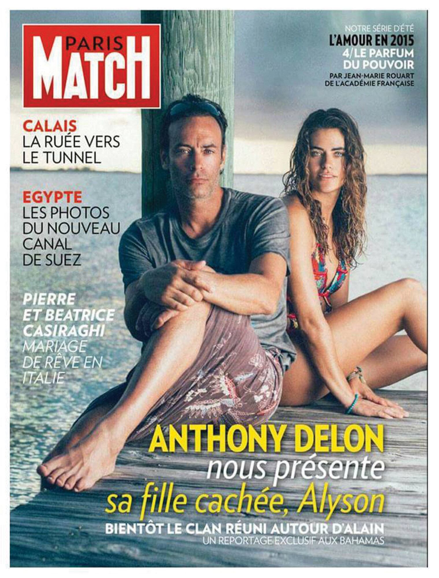 La tapa de la revista Paris Match, en agosto
de 2015, en la que Anthony Delon presenta a su “hija
oculta”