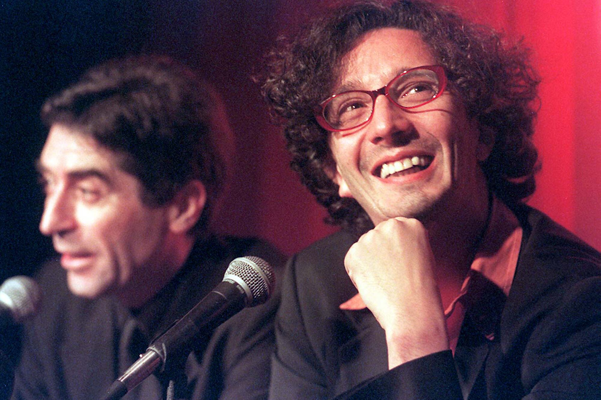 Fito Páez y Joaquín Sabina, durante la presentación del disco Enemigos íntimos