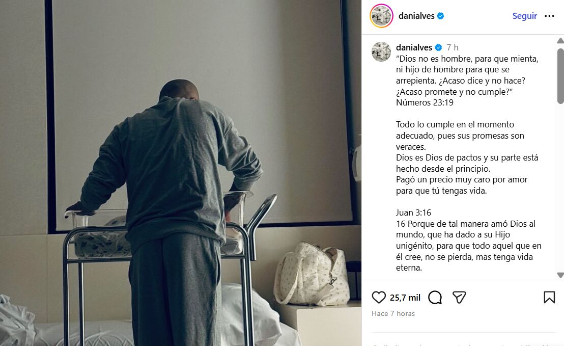 Dani Alvez utilizó su cuenta de Instagram para anunciar la llegada de su hijo