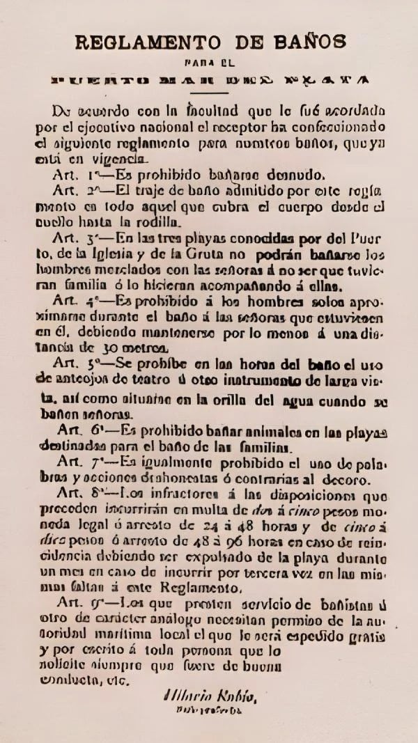Reglamento de baños para el Puerto de Mar del Plata
