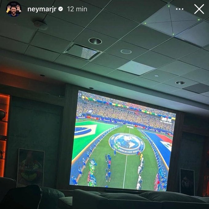 Neymar subió una historia apoyando a la selección, desde el hotel