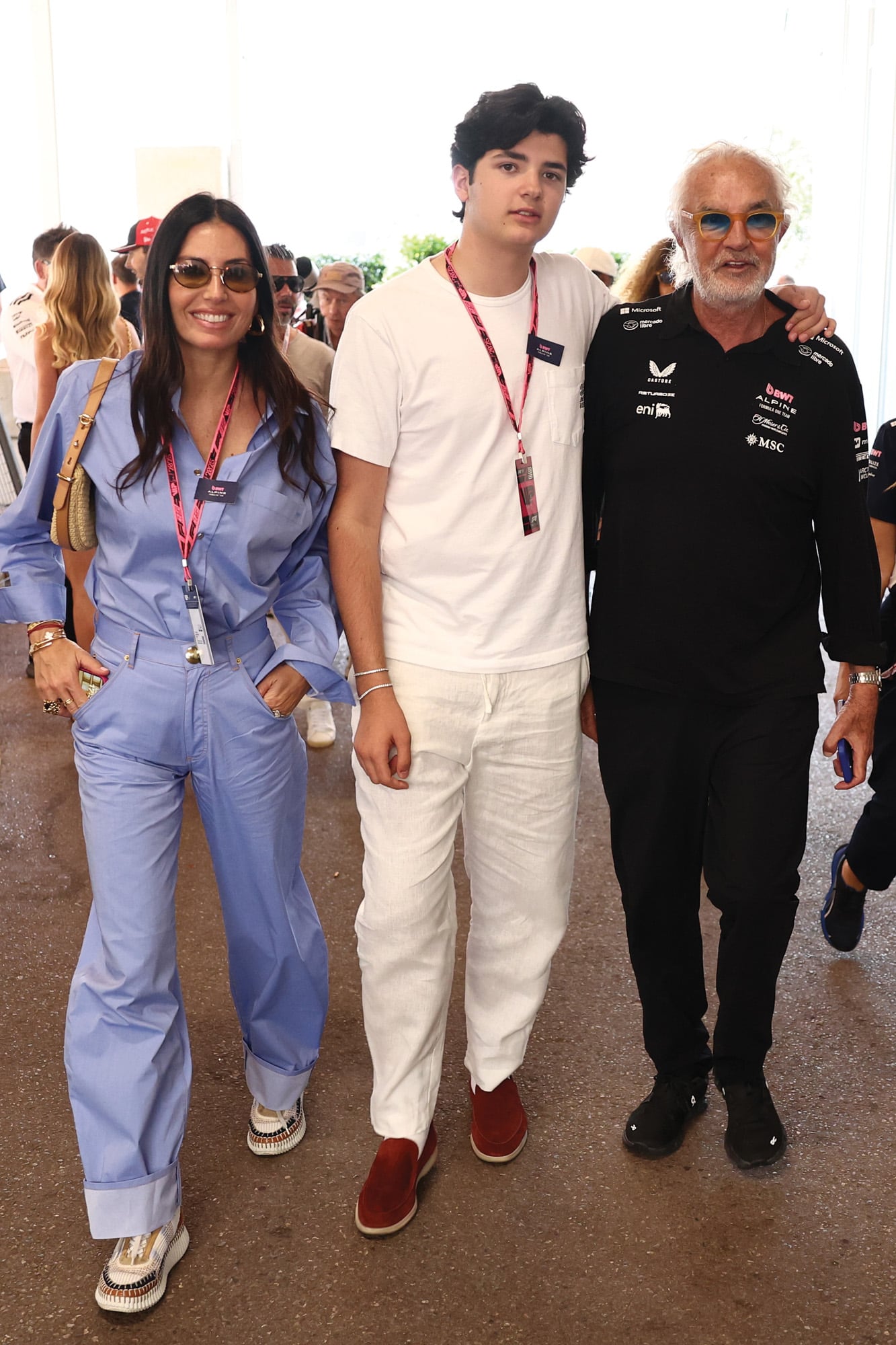 Durante el Gran Prix de Mónaco de este año, Flavio Briatore posa con su ex, Elisabetta Gregoraci, y su hijo Falco