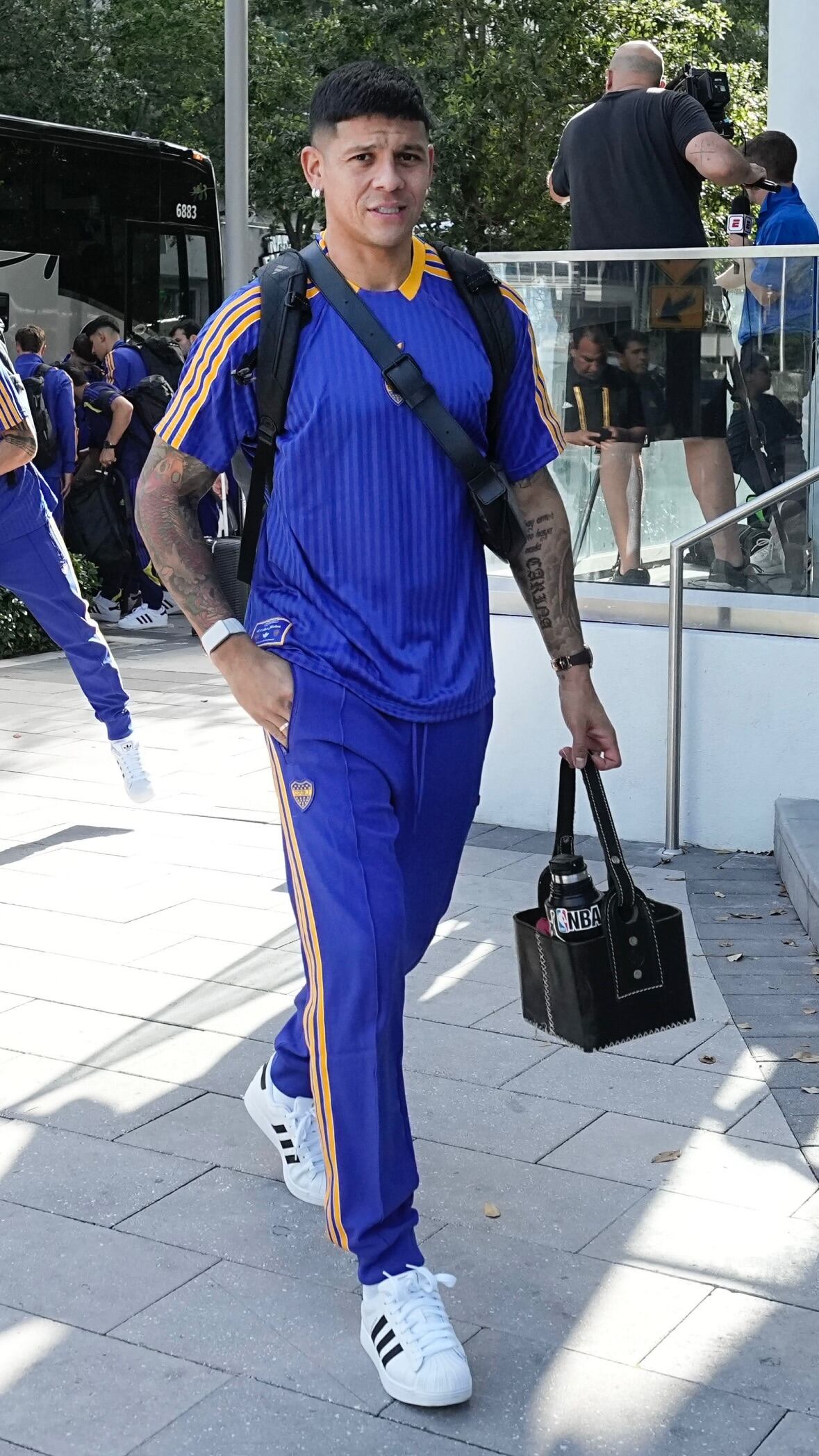 Marcos Rojo, en la llegada de Boca a la concentración en Fort Lauderdale