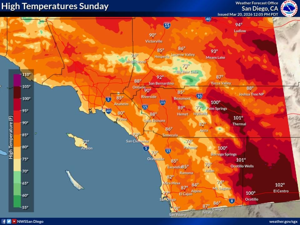 El domingo en California no hará tanto calor como en los últimos días