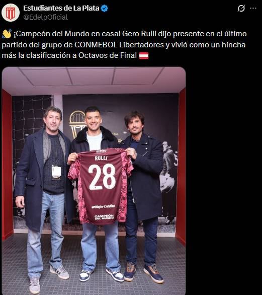 Rulli visitó Estudiantes de La Plata mientras espera la convocatoria final de Scaloni.