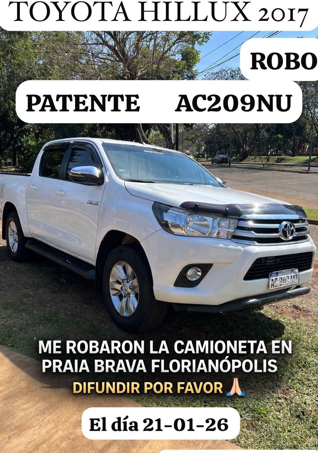 La camioneta Toyota Hilux robada