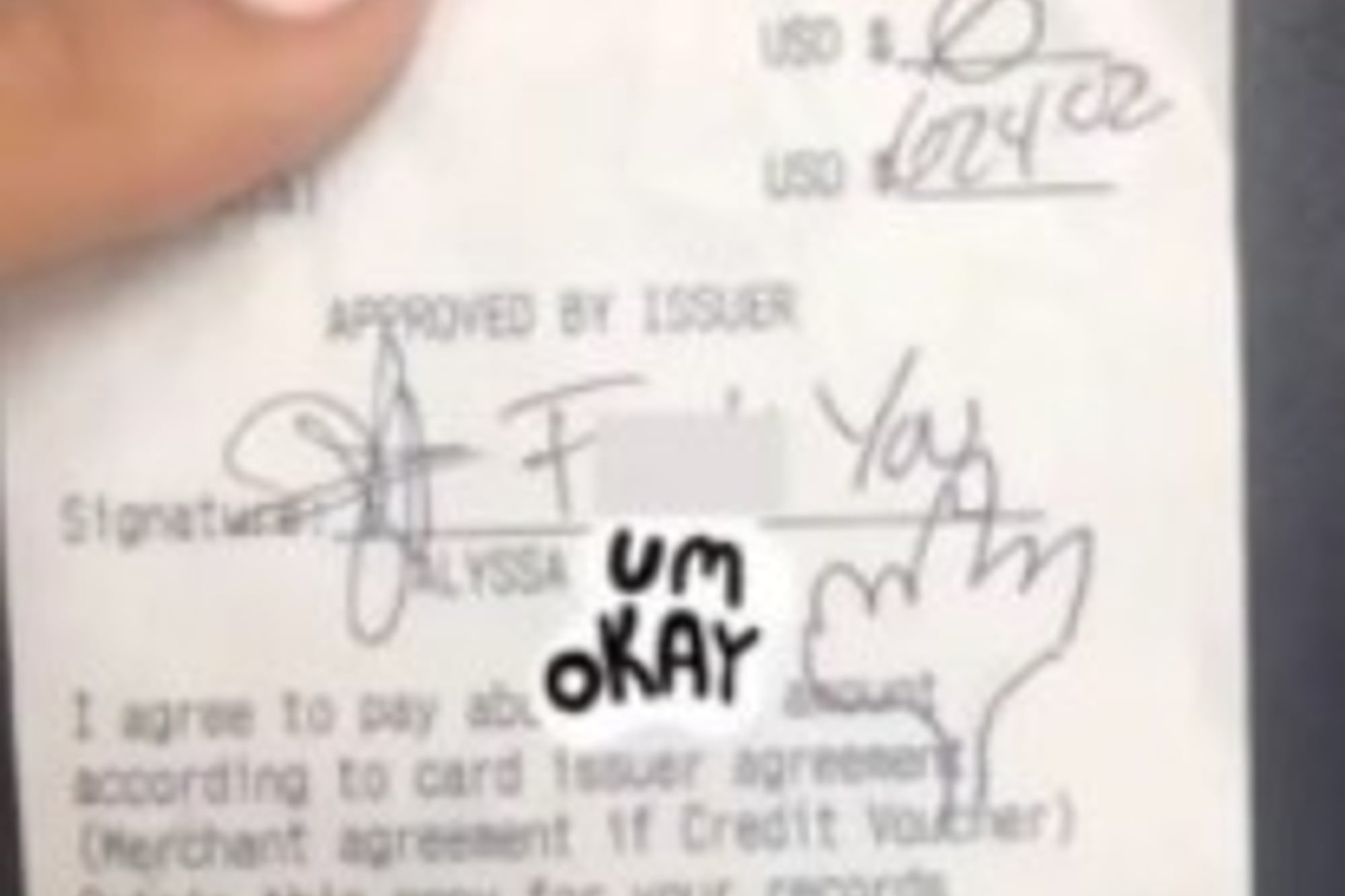 El fuerte insulto que le dejaron en el ticket a la moza. Fuente: TikTok