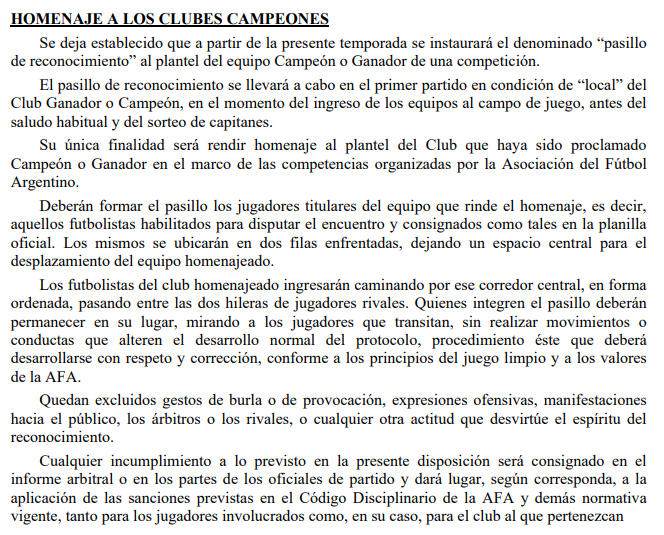 La resolución de AFA en la que se explica cómo se debe realizar el