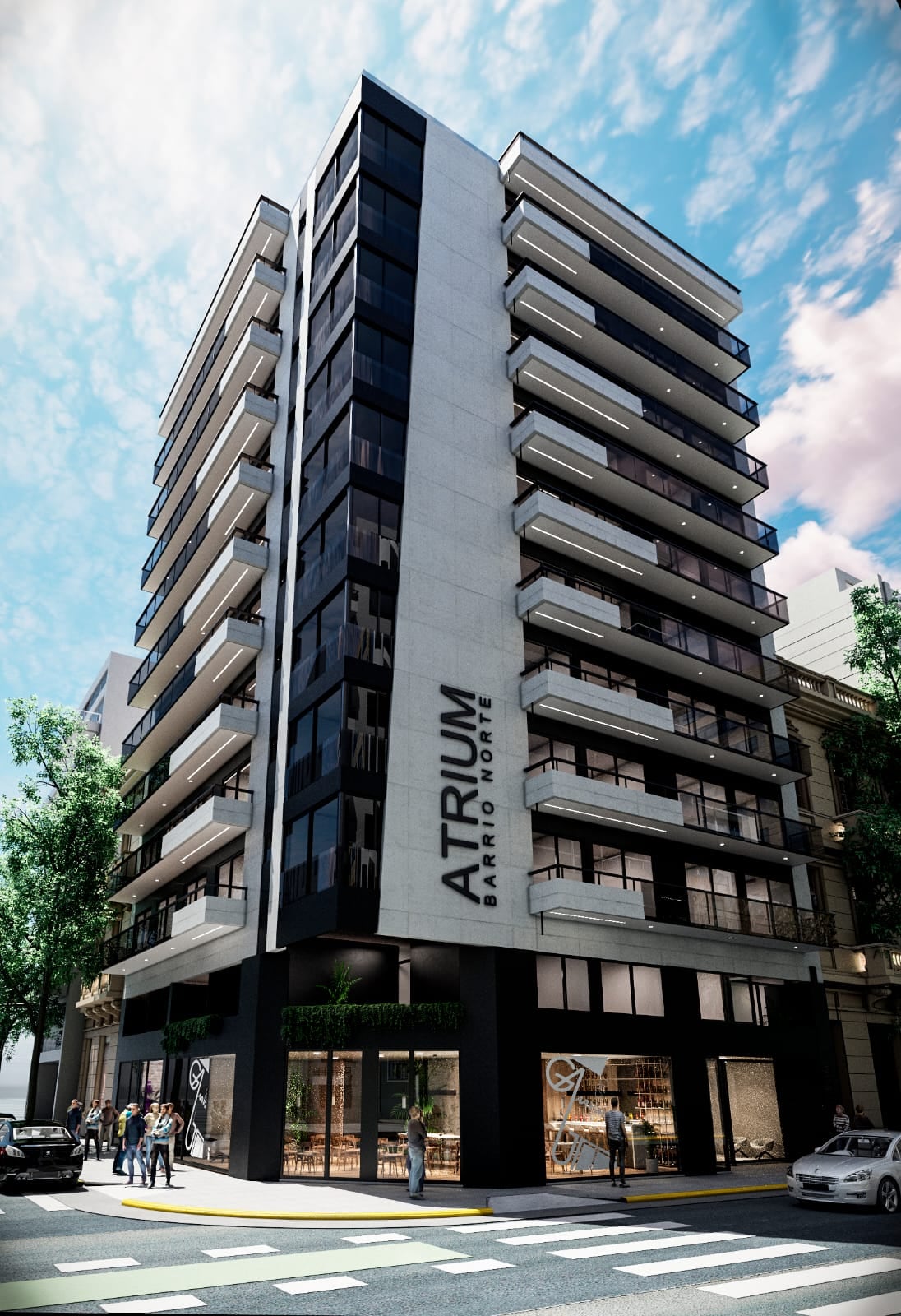 Atrium Barrio Norte está ubicado sobre la esquina de José E. Uriburu y Marcelo T. de Alvear.