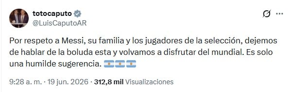 Luis Caputo insultó a Florencia Peña tras su error sobre la salud de Jorge Messi 6 El mensaje de Caputo sobre Flor Peña